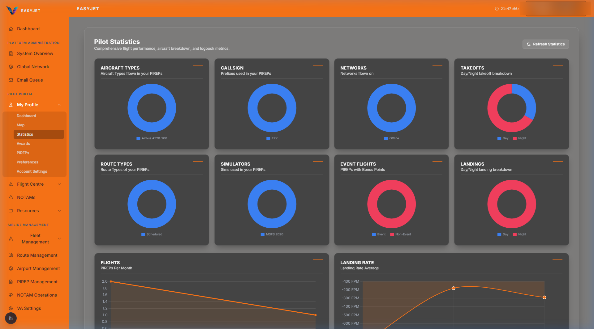 V-Air Ops Pilot Roster & Profile Portal Screenshot
